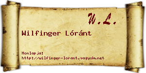 Wilfinger Lóránt névjegykártya